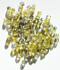 100 4mm Faceted Crystal, Yellow, & Grey Firepolish Beads